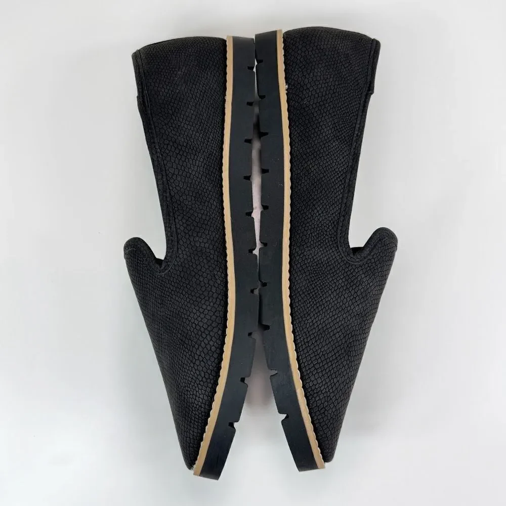 Cliffs Dallis Faux‎ Suede Loafer Shoe Snake Embossed Slip On Black 8.5